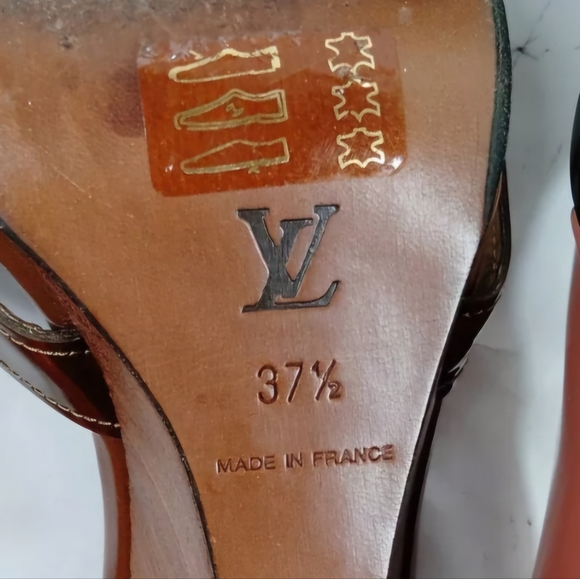 🔥EUC Louis Vuitton Mule  Wooden Heels Slides Sandal  Leather - Picture 7 of 14